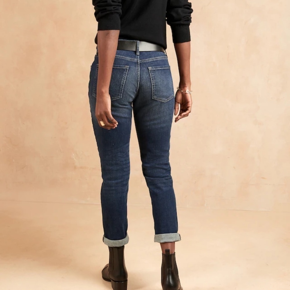 Nwt Banana Republic Denim Girlfriend Mid Rise Jean Rolled Hem Size 28